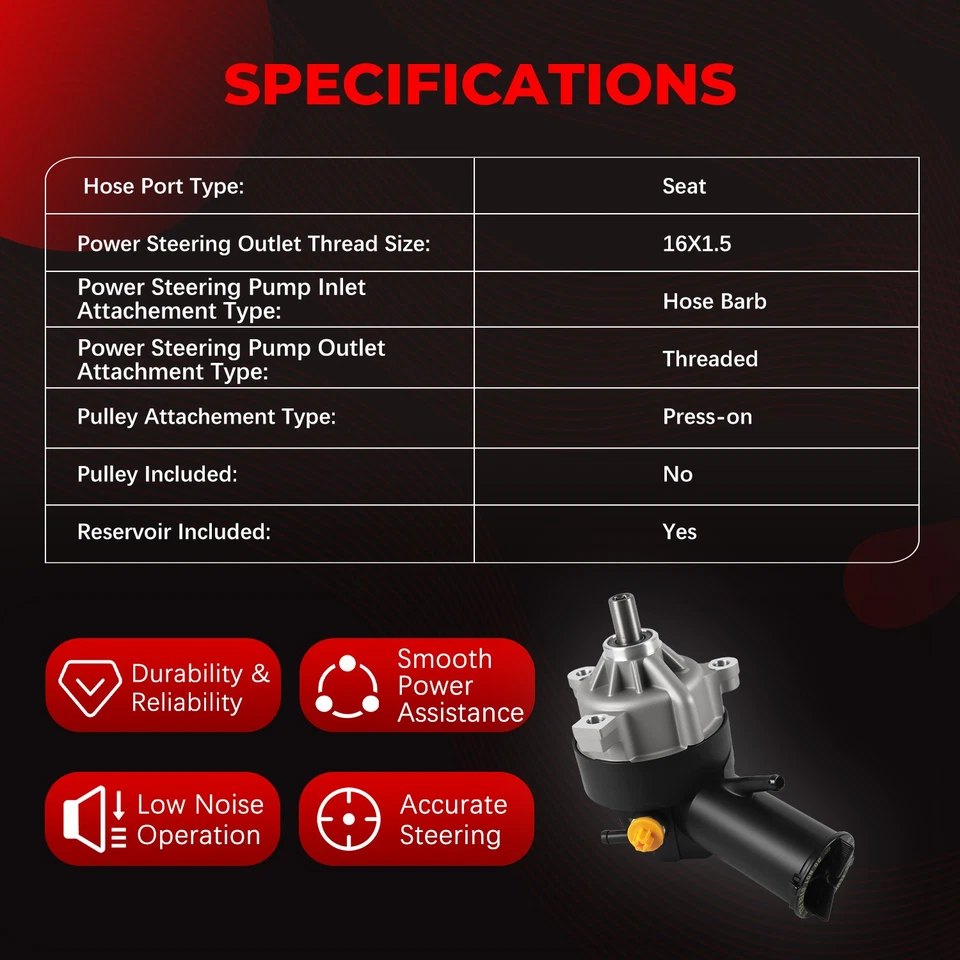 Power Steering Pump w/ Reservoir 20-7238 for Ford Excursion F-250 F-350 F-450 - Image 4 of 4