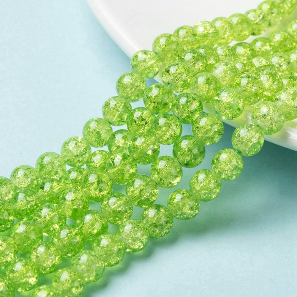 50 Crackle Glass Beads 6mm Pink Yellow Veined Bulk Jewelry Supplies Mix Unique