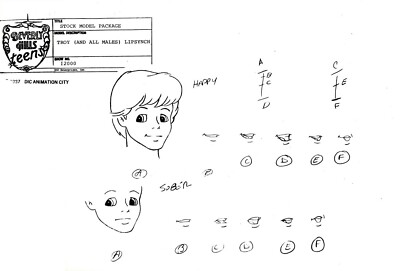 #ad Beverly Hills Teens 1987 Production Studio Copy TROY Model Sheet Page DiC $4.99