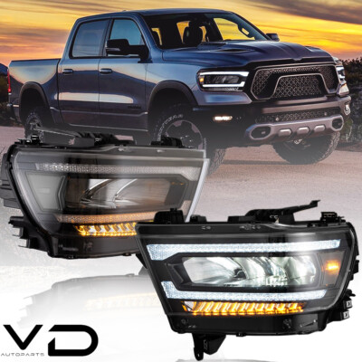 VLAND Pair LED Headlights For 2019-2023 Dodge Ram 1500 Front Lamps Assembly L+R