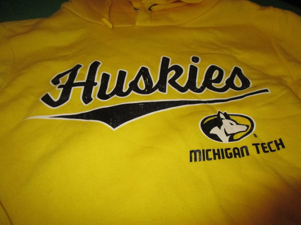 NEW FANATICS MICHIGAN TECH HUSKIES WOMENS HOODED HOODIE SWEATSHIRT YELLOW SMALL - Image 2 of 2