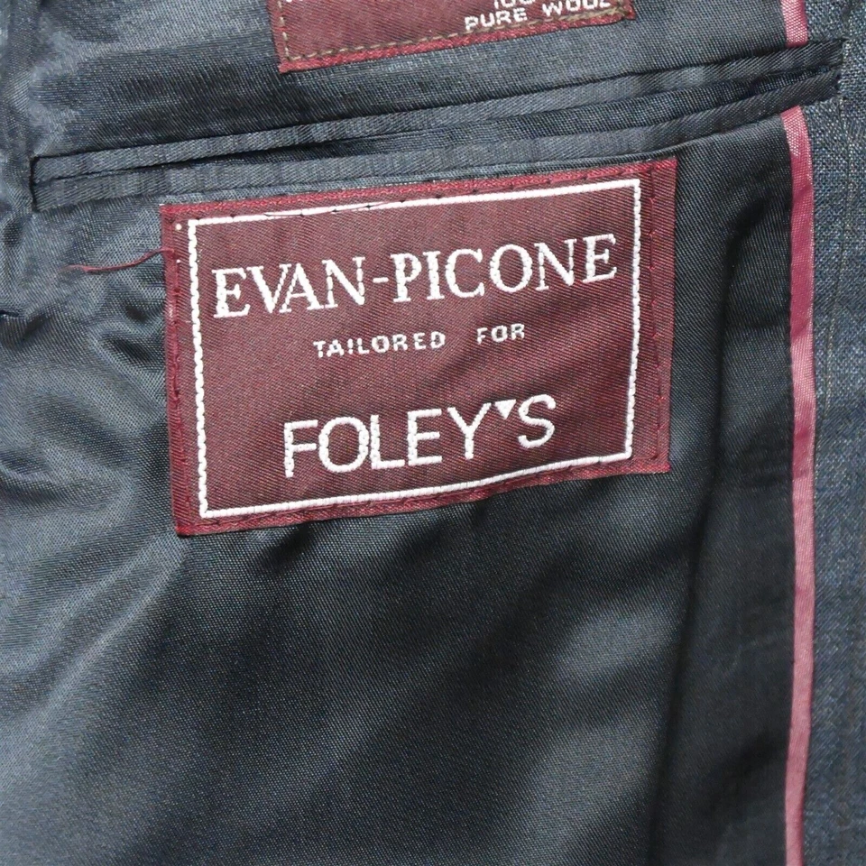 Vtg 90s Evan Picone 40S 32x29 Blue Stripe 100% Wool Mens Jacket Pants Suit - Image 4 of 4