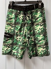 Maui And Sons Green W/Pockets Board Shorts Swimwear Boys Size 12