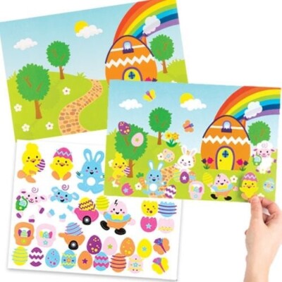 OSTERN AUFKLEBER BILD SET EI HASE KÜKEN LAMM KINDER BASTELN BEWEGLICH STICKER!