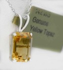 GENUINE 2.87 Cts YELLOW TOPAZ PENDANT 14k  WHITE GOLD  - Free Appraisal-NWT — photo 2