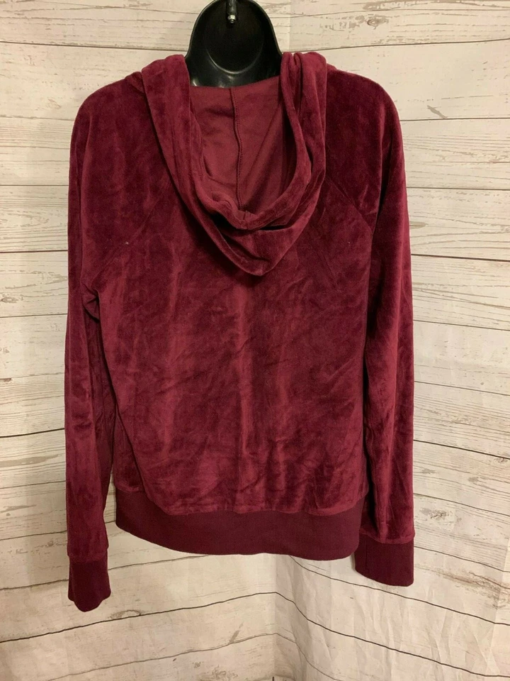 Sudadera con Capucha Bebe Sport Cremallera Completa Mezcla de Algodón Brillante Letrero Frontal Borgoña Talla L Foto 3 de 4