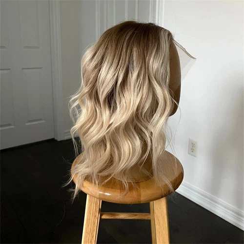 Ash Blonde to Blonde Lace Frontal Wig 100% Human Hair 13x4 Body Wave - Picture 5 of 10