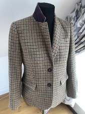 Joules Ladies Beige Green Purple Lined Blazer Jacket Wool Uk14 “portman” Vgc