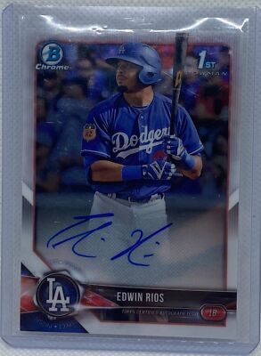 EDWIN RIOS 2018 TOPPS 1ST BOWMAN CHROME PROSPECTS ON CARD AUTO #BCPA-ER ...