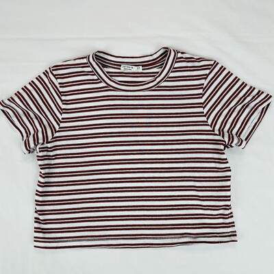 Cotton On Baby Tee Shirt Womens Small Stripe White Red Gray Crop