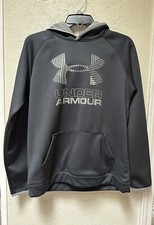 Boys Under Armour Black/Gray loose pull over hooded sweatshirt size YLG Loose