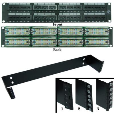 2U Networking Rackmount 48 port Cat6 Patch Panel 110 Type with 2U Wall Bracket