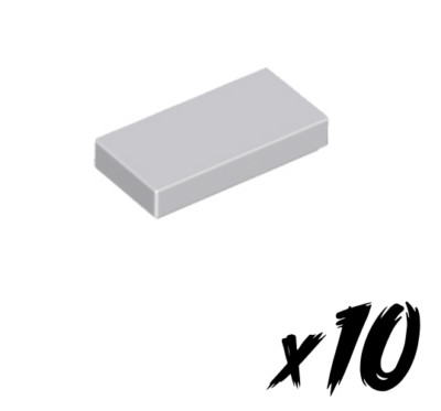 10x LEGO 3069   1x2 Tile   Fliese   hellgrau   Light Bluish Gray
