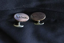 Paul Smith Signature Cufflinks Honey Stone Chrome Swivel Back French Cuff
