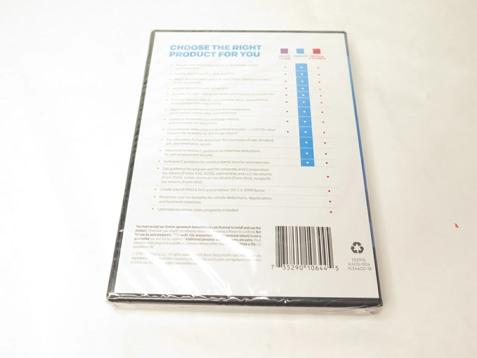 H&R BLOCK Self Employment Rental + State / Federal Software ~ 2018 ~ NEW - Image 2 of 3