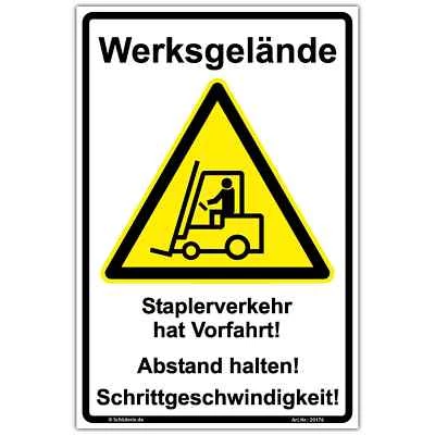 SCHILDERIO Hinweisschild 600x400 mm "Werksgelände Staplerverkehr hat Vorfahrt",Hochformat ,