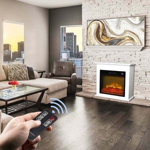 Zokop 18 Inch White Wood Cabinet Electric Fireplace 1400w Infrared