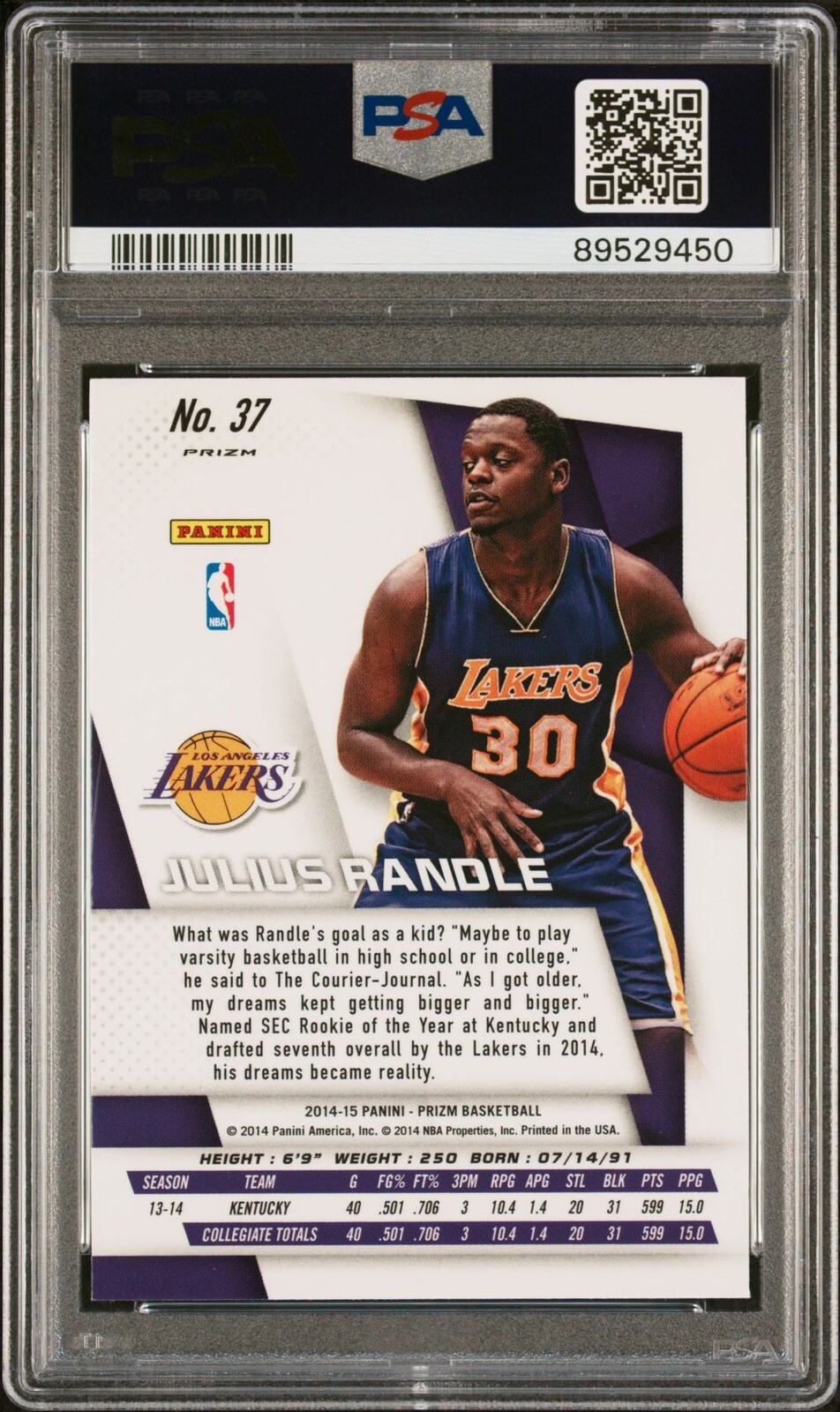 2014 Prizm Julius Randle Rookie RC Short Print Variations Silver PSA 10 ...