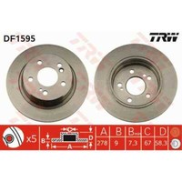 Trw 2X Bremsscheibe Hinten 278 Voll FüR Mercedes-Benz Sl R129 190 W201