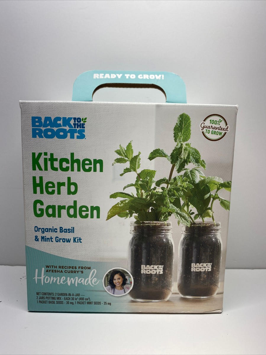 Back to the Roots Kitchen Herb Garden Organic Basil & Mint Mason Jar Grow  Kit | eBay