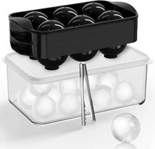 Ice Cube Tray with Tong  2'' Whiskey Ice Mold, 2Pack Ice Ball Maker Mold, Large