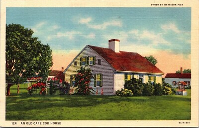 Photo Harrison Fisk Old Cape Cod MA House Country Scene Water Well Postcard UNP