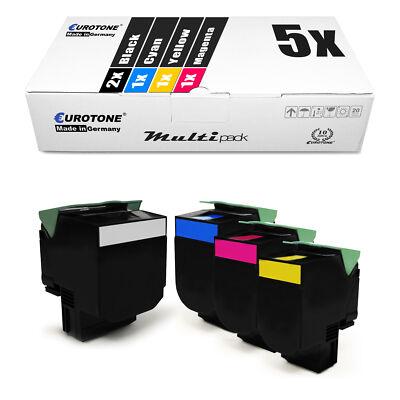 5x Eco Toner XXL für Lexmark CX-410-dte CX-510-dhe CX-510-dthe CX-410-de