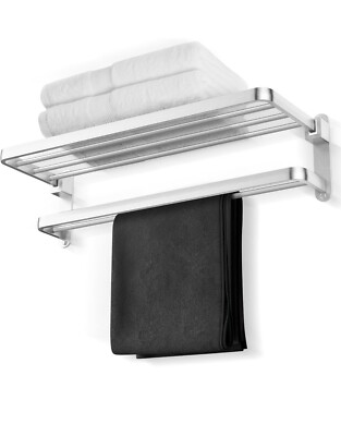 Rack Bathroom Lavatory Towel Rack w/ 2 Towel Bars Holder  24'' Brushed Satin Nick