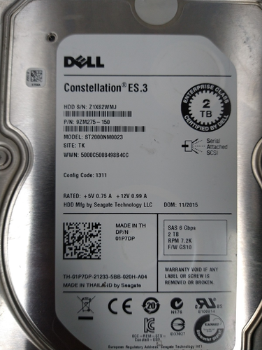 Joblot de 2 disques durs - Ne fonctionne pas - Seagate ST3500514NS - Dell ST2000NM0023 - Photo 6/16