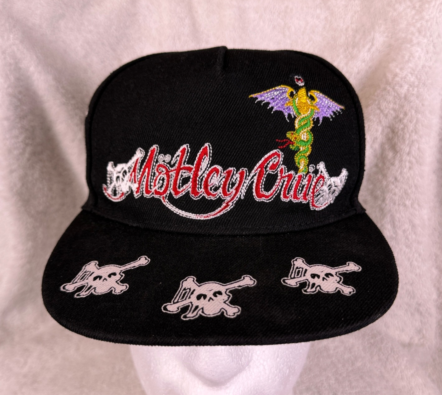 Motley Crue Snapback Black Baseball Cap Dr Feelgood Heavy Metal 80's