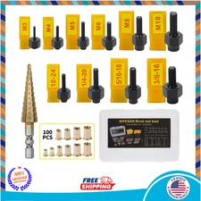 HIFESON Rivet Nut Tool,Hand Nuts Riveter,Rivnut Tool with Metric and SAE...