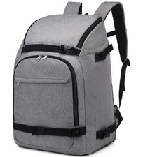 Ski Boot Bag, 50L Waterproof Travel Backpack for Snowboard, Ski Helmet, Gray