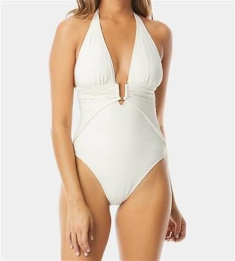NWT Vince Camuto 4 PLUNGING V-NECK 1PC SWIMSUIT Pacific Wave 127157