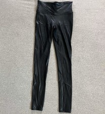 Spanx Faux Leather Leggings Womens Small Black High Rise Shapewear Stretch Pants