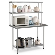 48" X 24" Work Table Stainless Steel Table w/ Overshelves & 48" X 12" Shelf