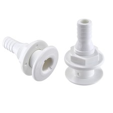 2 PCS 3/4in White Thru-Hull Fitting Marine Through-Hull Connector for Boats