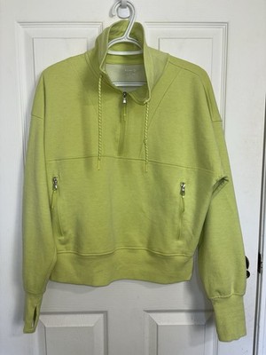 Old Navy Chartreuse 1/4 Zip Pullover Dynamic Fleece Thumbholes Large Pockets