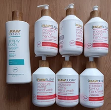Raw Sugar Body Hand Wash Watermelon Fresh Mint Shea Rice Flower Lot 16.9 & 25 oz