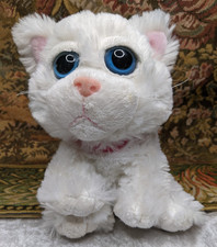 Petting Zoo Kitty Cat White Persian Kitten Plush 8" Stuffed Animal Pink Nose VTg