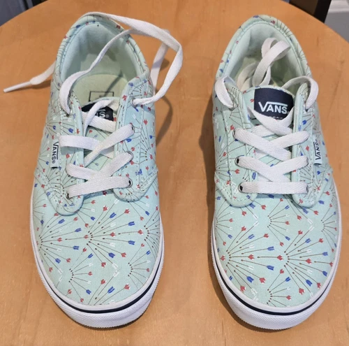 Scarpe Vans taglia 4 giovani (Missy) stampa freccia bambino blu linguetta imbottita