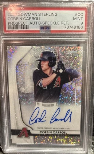 Corbin Carroll 2020 Bowman Sterling Speckle 🔥PSA 9 LOW #’d/99 Shoot Offers!