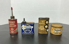 Vtg Lot of 4 Tin Can Texaco Home Oil Lock Ease Western Auto Smooth On
