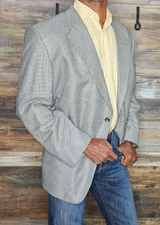 Tallia Uomo Carlanda Italy Houndstooth Silk Wool Cashmere Jacket Blazer 48R