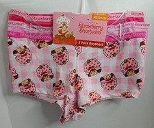 Strawberry Shortcake Girls Boyshort Underwear 3 Pack Medium Pink Cartoon