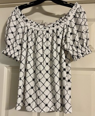 NWT LOFT Coquette Embroider Eyelet Ruffle Old Money Quiet Luxury Size XS