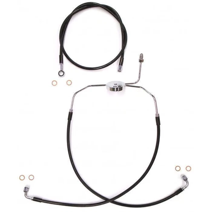 Kit de línea de freno delantera Magnum XR recubierta negra de acero inoxidable - 27 pulgadas Longitud superior del freno Foto 2 de 4