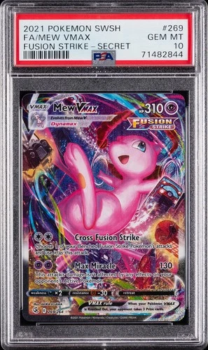 2021 POKEMON SWORD & SHIELD FUSION STRIKE SECRET #269 FULL ART/MEW VMAX PSA 10