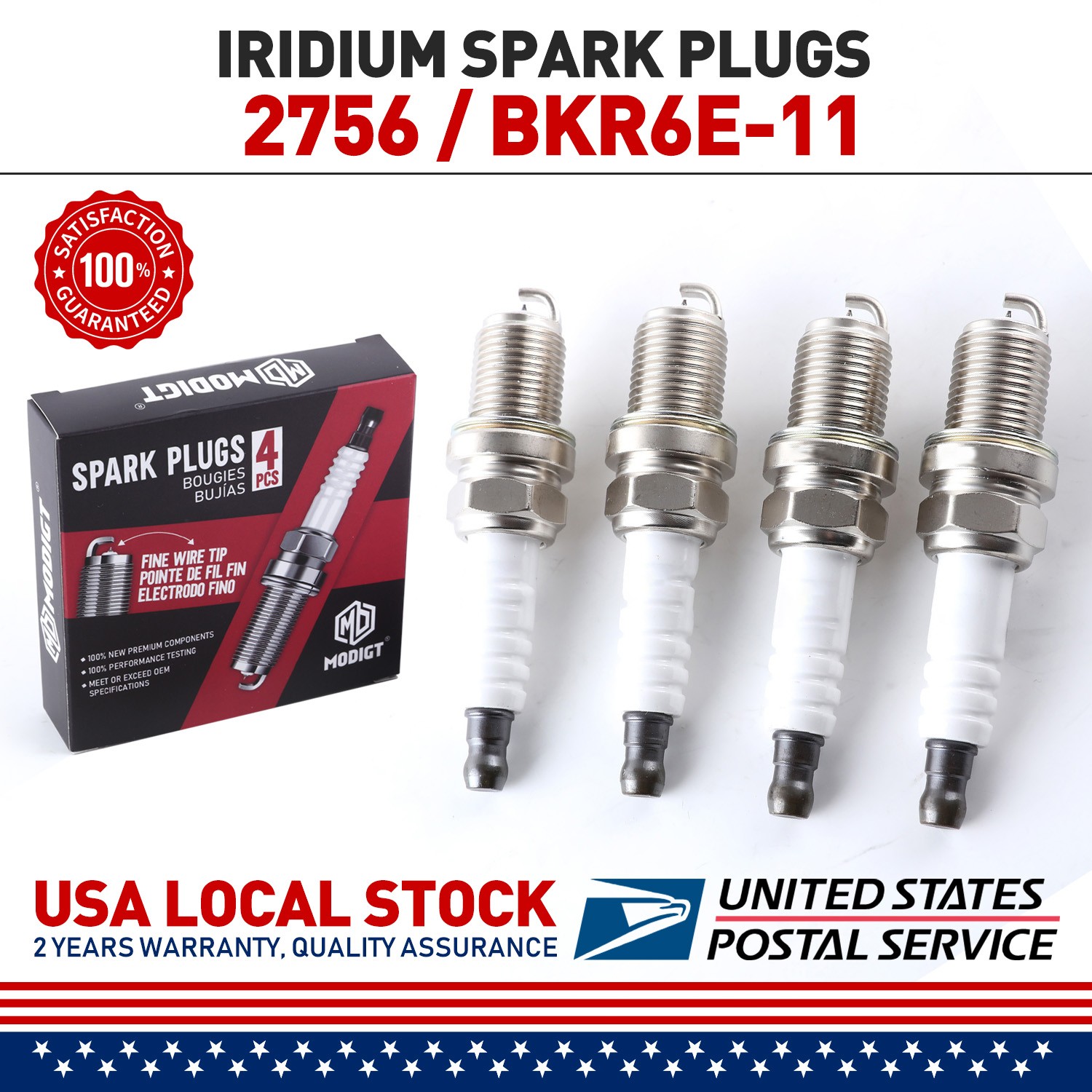 4 Pack of  Spark Plugs BKR6E-11 For Honda 01-17 GL 1800 Gold Wing GL1800