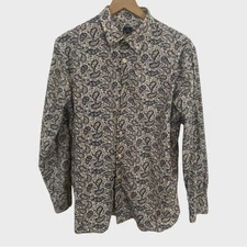 Paul Smith Blue Pink Green Paisley Floral Cotton Button Down Shirt Size Large