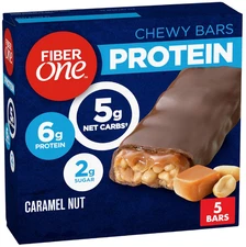 Fiber One Chewy Protein Bars, Caramel Nut, Protein Snacks, 1.17 oz, 5 ct